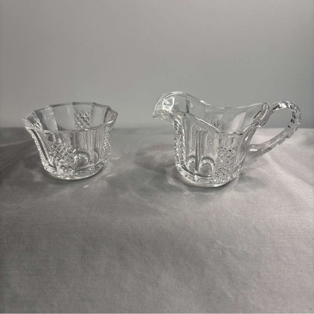 Mini Creamer & Sugar Set Unbranded Pressed Glass